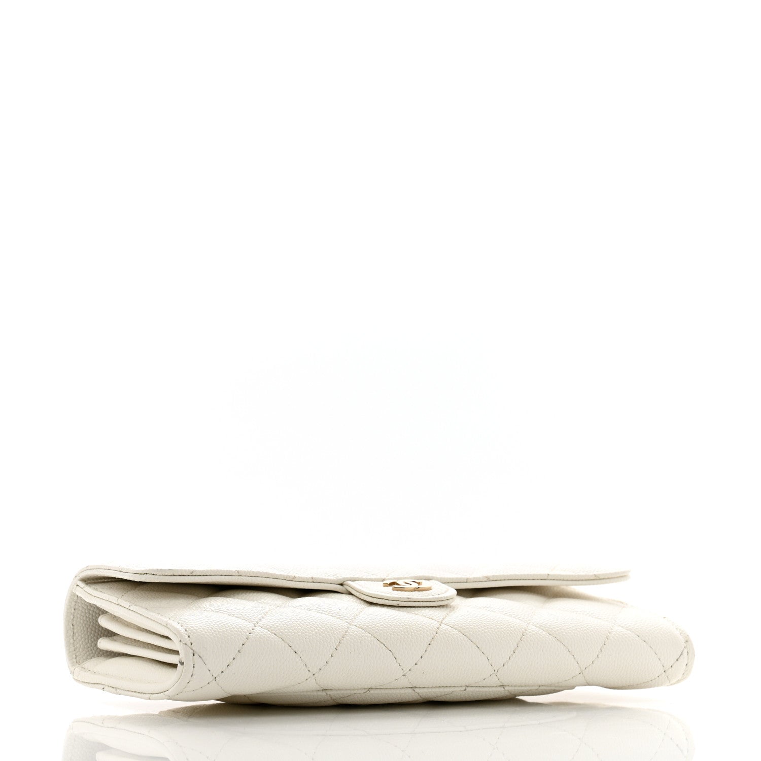 Chanel Caviar Quilted Large Gusset Flap Wallet White 4 of 13