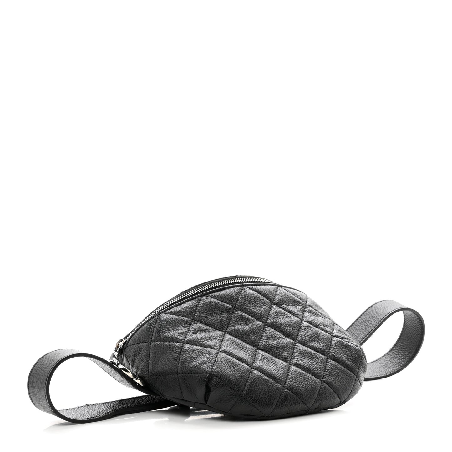 Grained Calfskin Quilted Waist Belt Bag Black