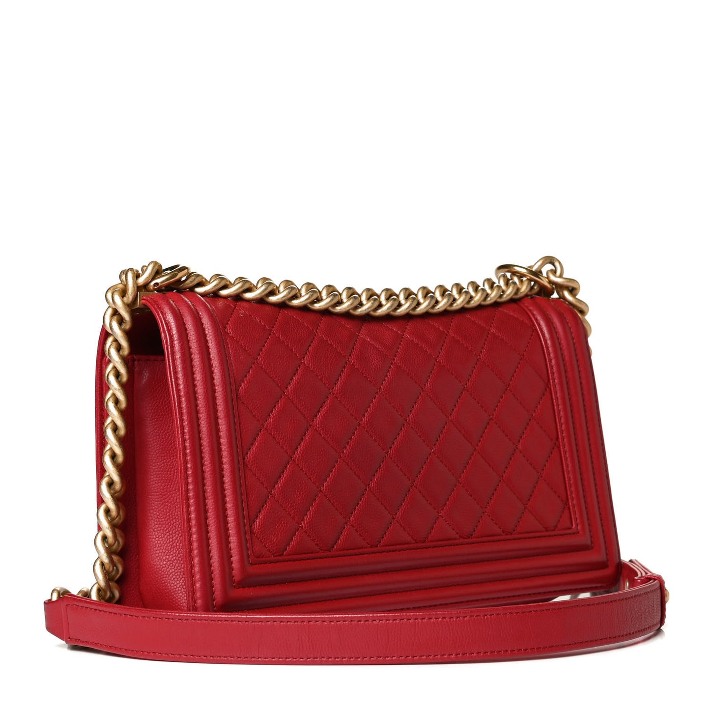 Caviar Quilted Medium Boy Flap Red