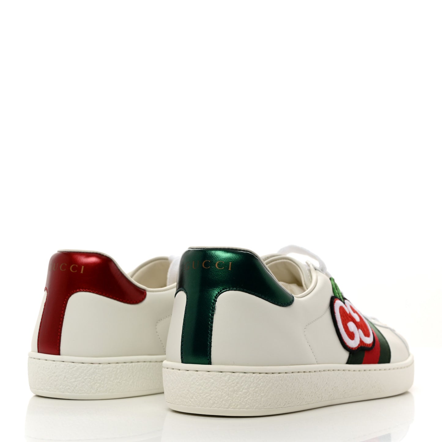 Calfskin Web Apple Embroidered Mens Ace Sneakers 8 White
