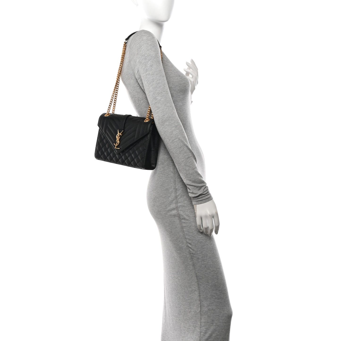 Grain De Poudre Textured Mixed Matelasse Triquilt Medium Monogram Satchel Black