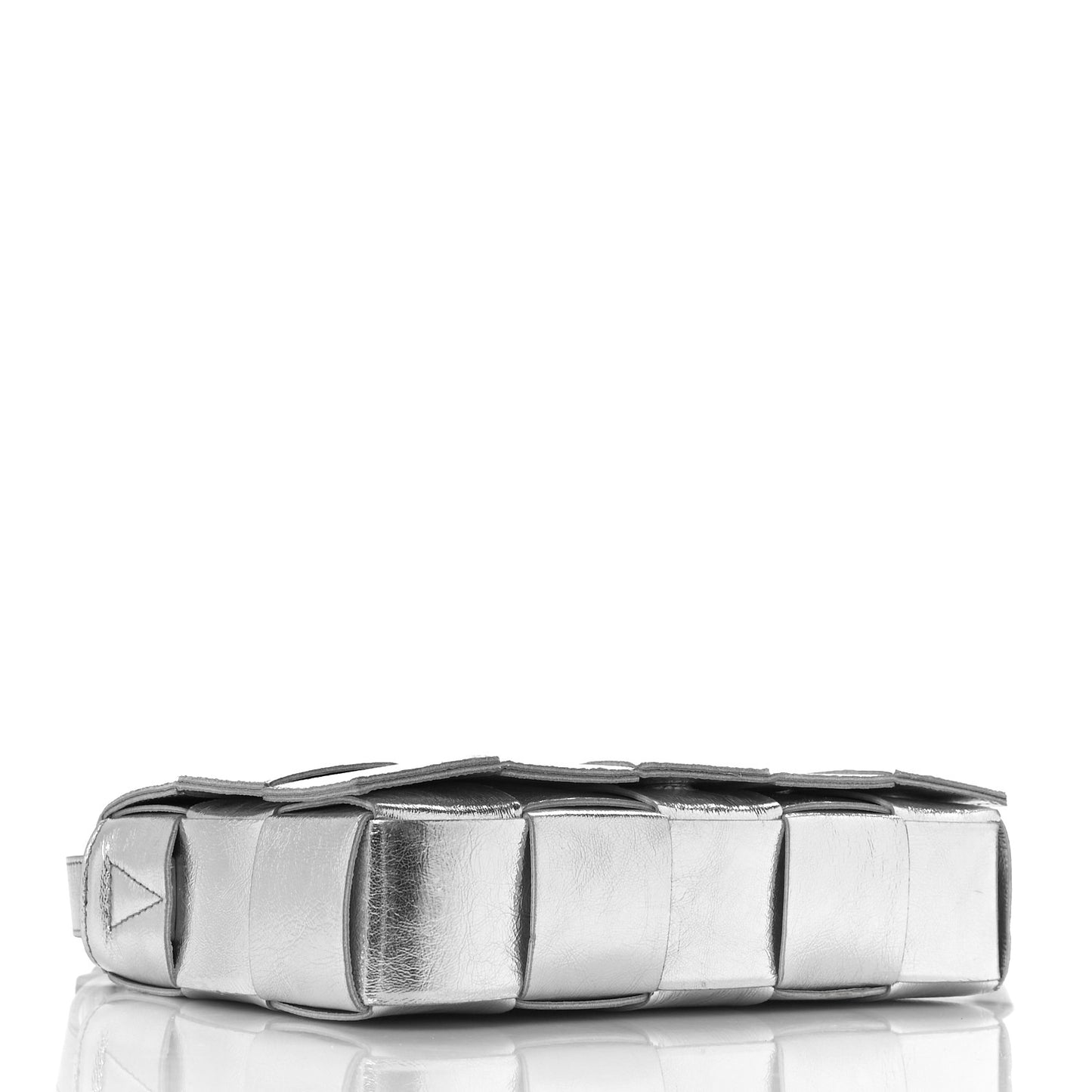 Metallic Lambskin Maxi Intrecciato Cassette Crossbody Bag Silver