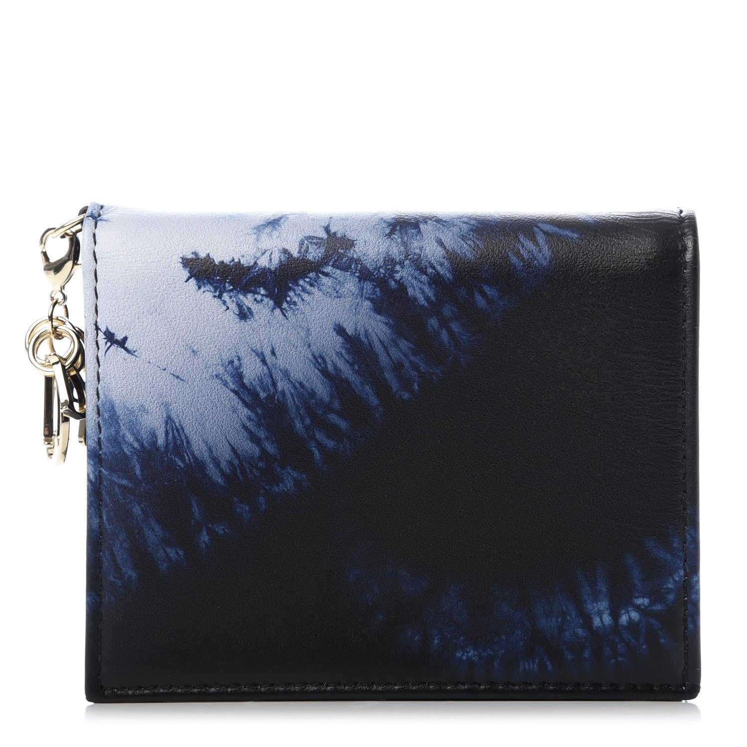 Christian Dior Calfskin Tie Mini Lady Dior Wallet Blue Multicolor 1 of 8