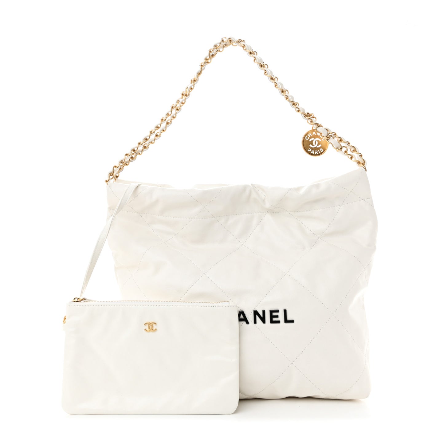 Calfskin Quilted Small Chanel 22 White
