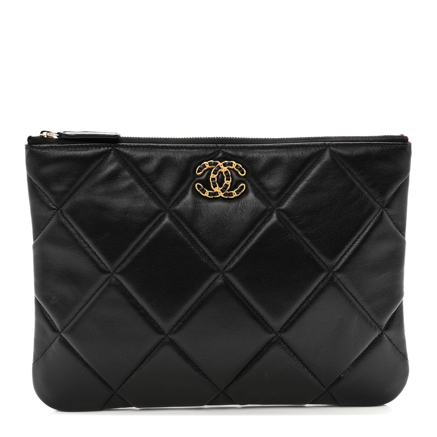 Lambskin Quilted Large Chanel 19 Cosmetic Case Black