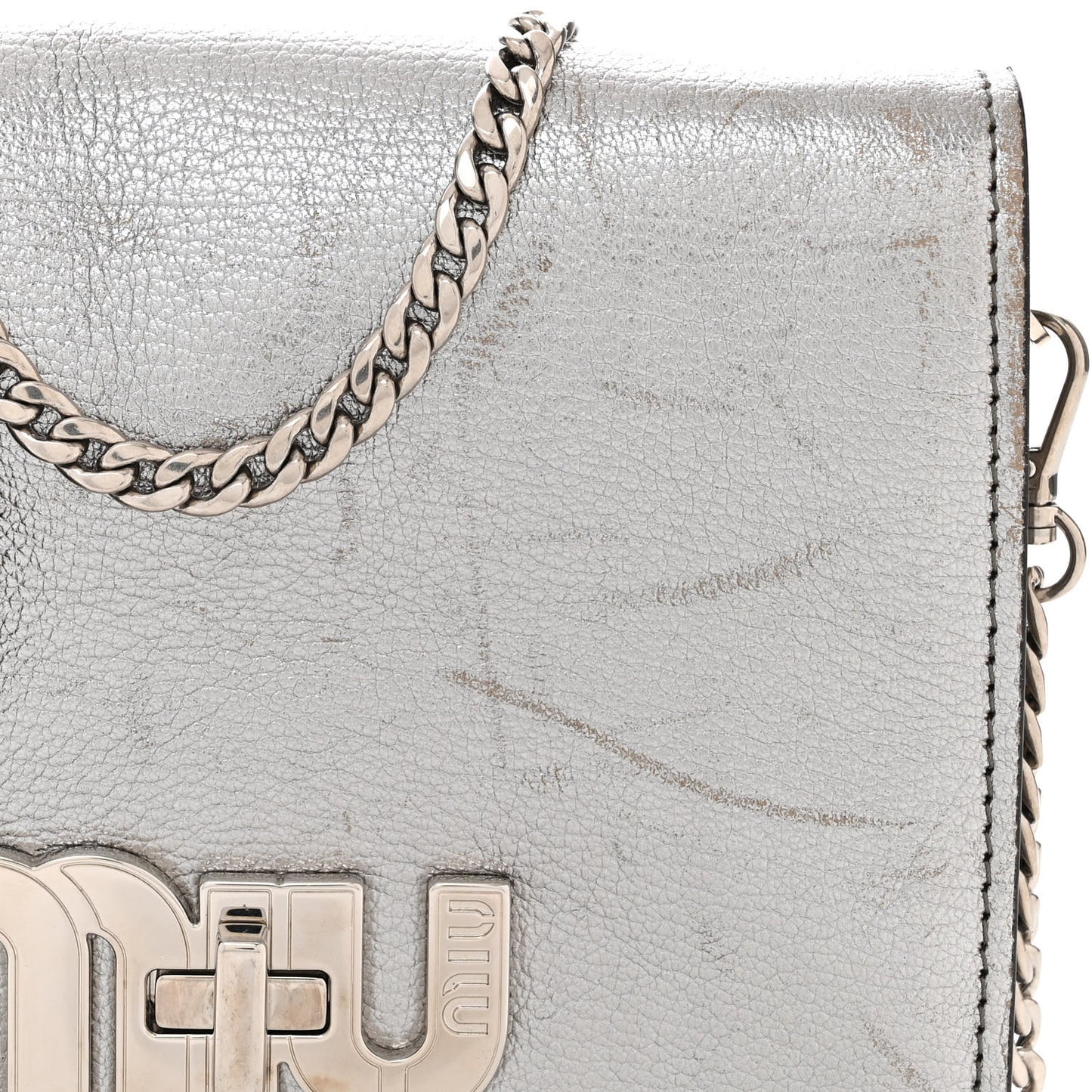 Metallic Goatskin Madras Ayers Crystal Embellished Shoulder Bag Cromo Pirite