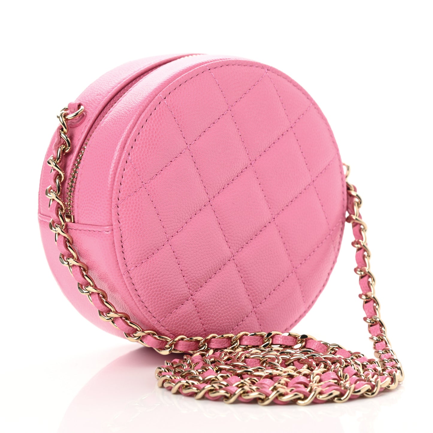 Caviar Quilted Gripoix CC Round Clutch With Chain Pink