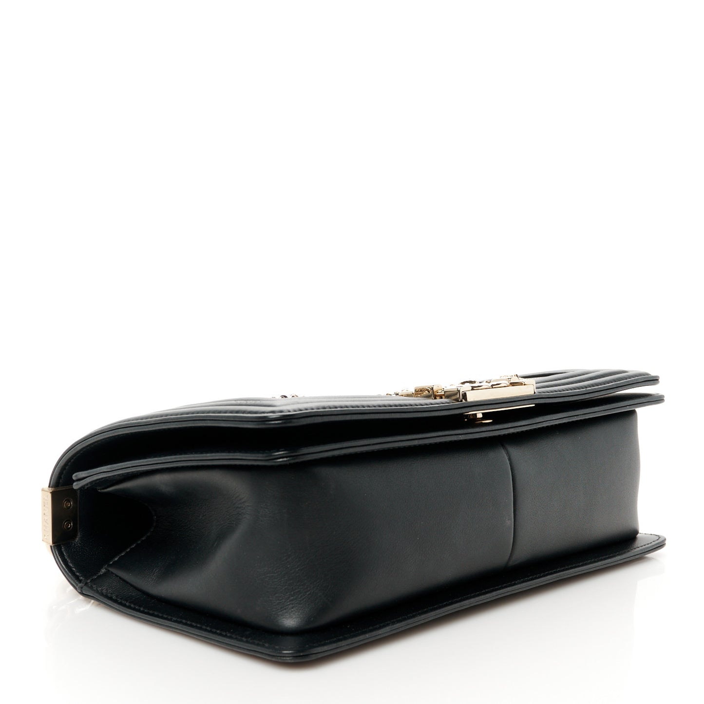 Calfskin Quilted Medium Chain Detail Boy Flap Black