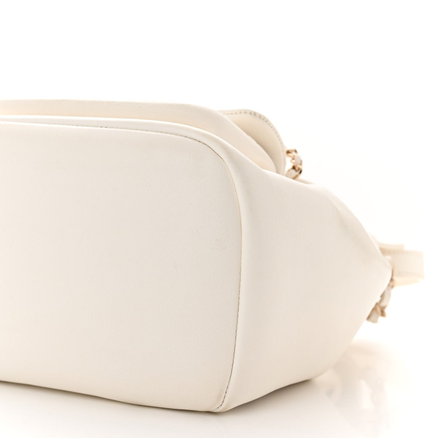 Lambskin Quilted Small Duma Drawstring Backpack White