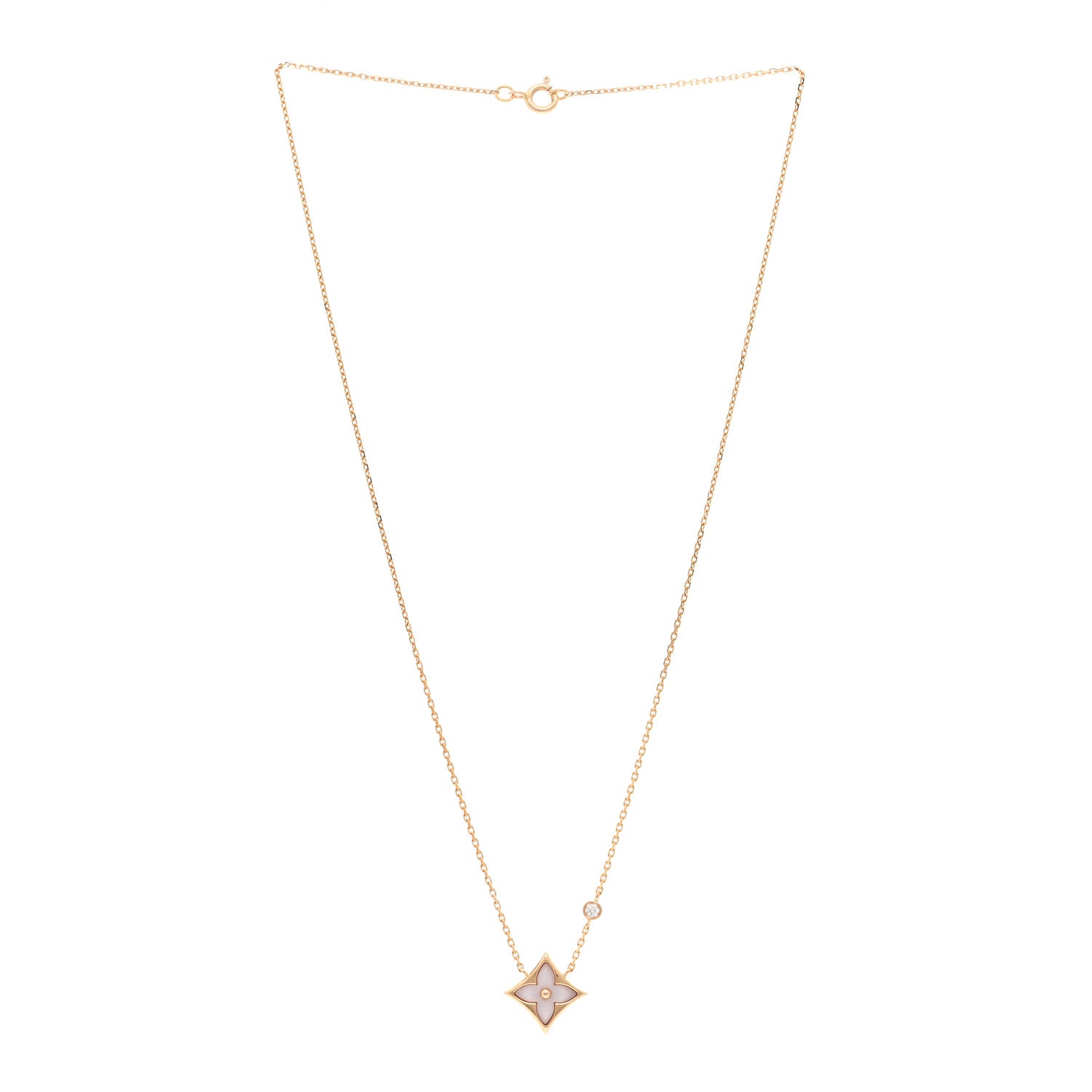 Louis Vuitton 18K Pink Gold Diamond Pink Mother of Pearl Color Blossom BB Star Pendant Necklace 3 of 5