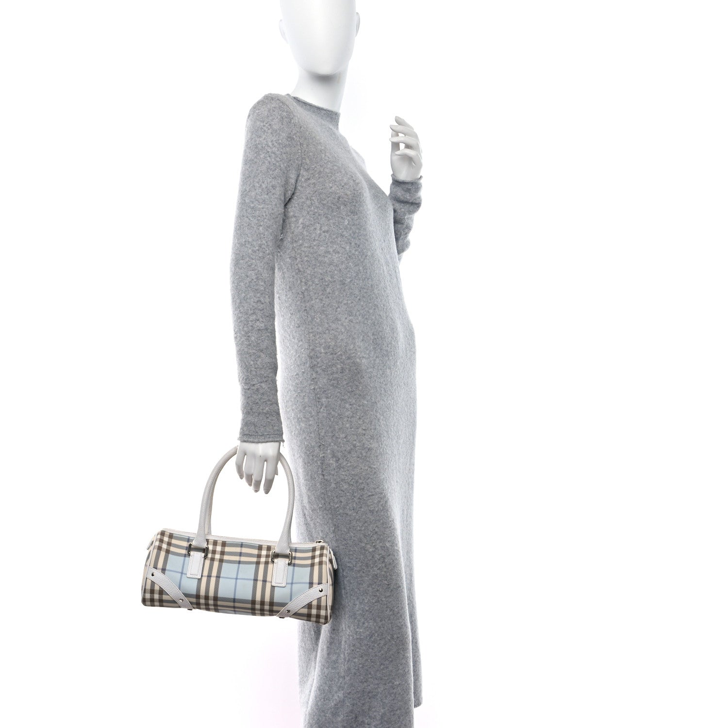 Burberry Candy Check Lola Barrel Shoulder Bag Light Blue 3 of 11