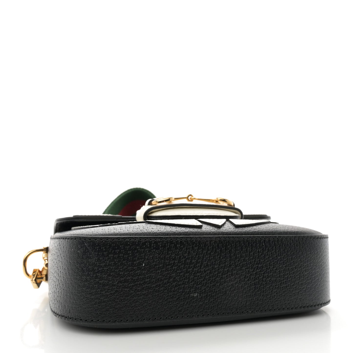 X ADIDAS Textured Dollar Calfskin Web Trefoil Mini Horsebit 1955 Shoulder Bag Black Off White