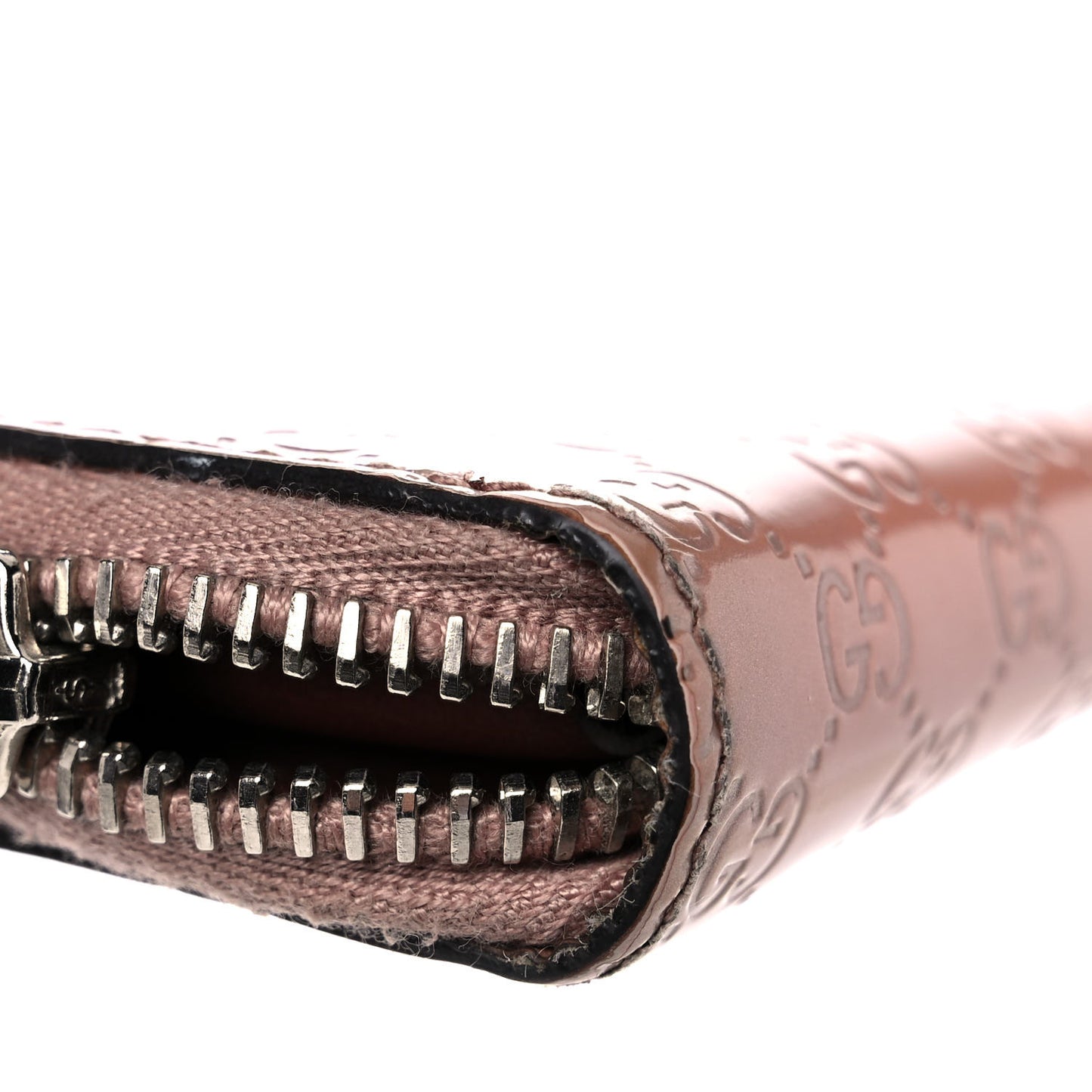 Patent Microguccissima Zip Around Wallet Pink