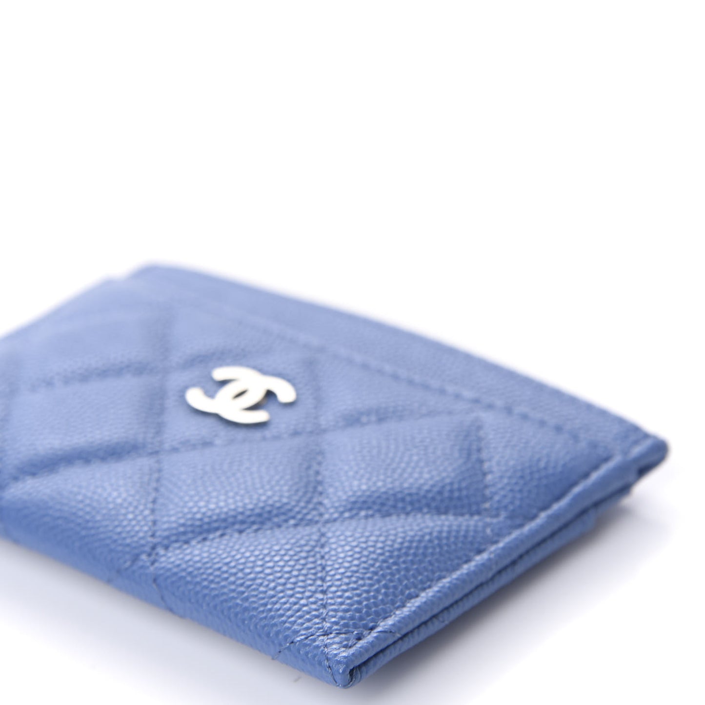 Caviar Quilted Card Holder Blue