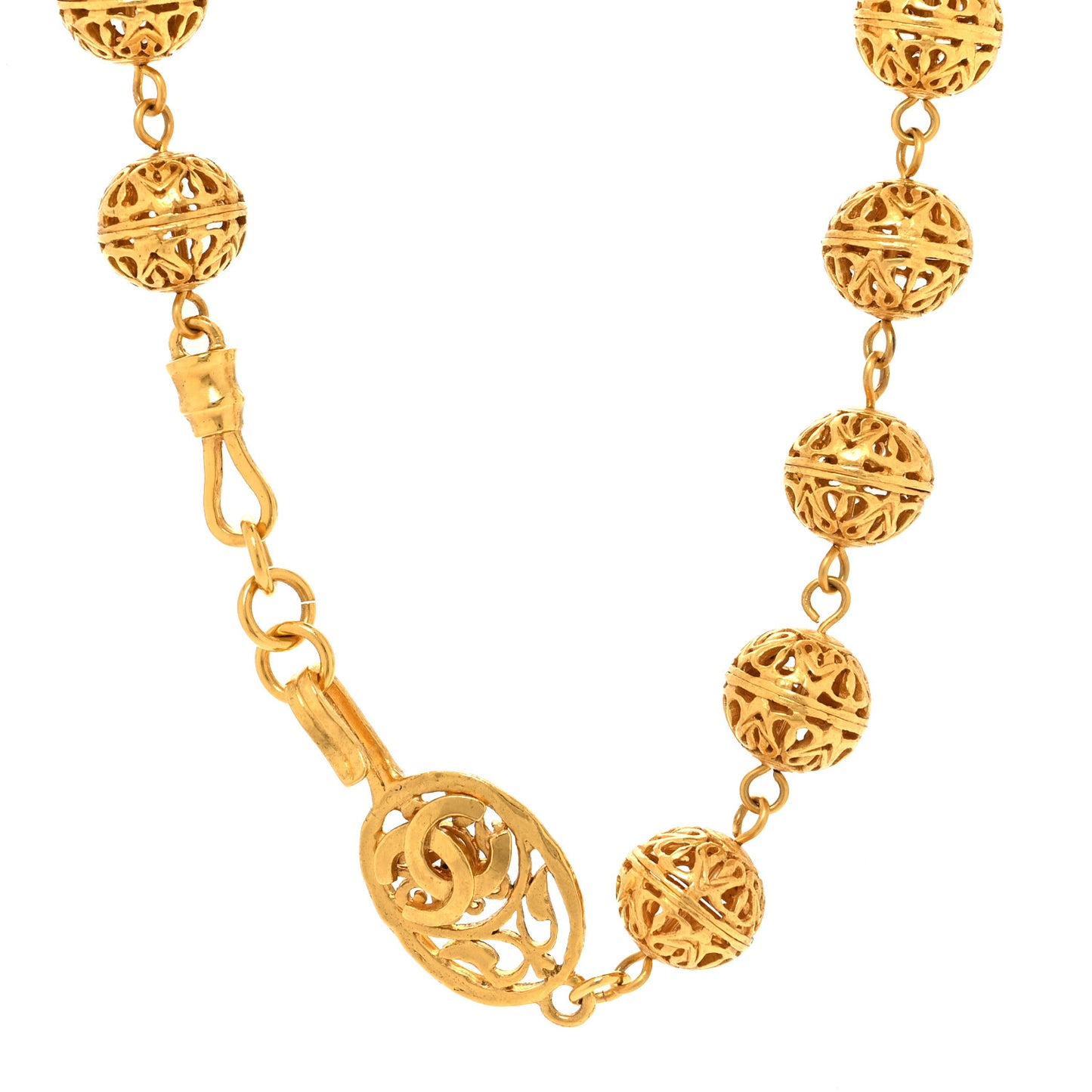 Metal CC Ball Chain Necklace Gold