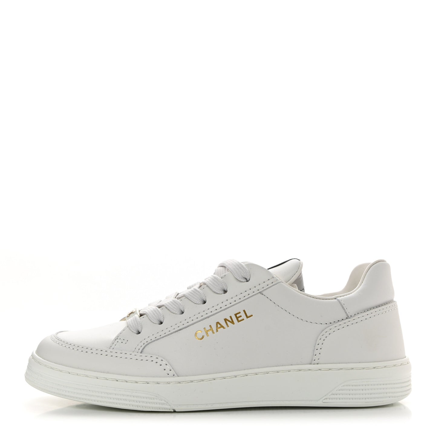 Calfskin Womens CC Logo Sneakers 37.5 White