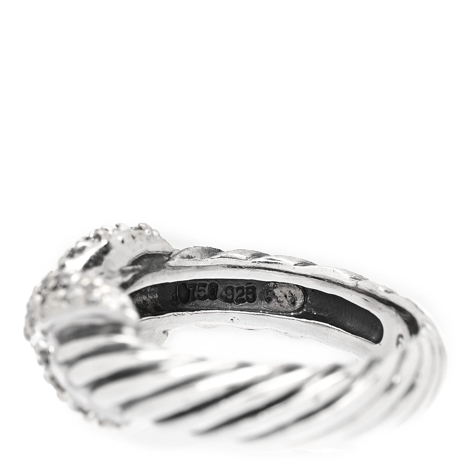 David Yurman Sterling Silver 18K Yellow Gold Diamond X Ring 52 6 6 of 6