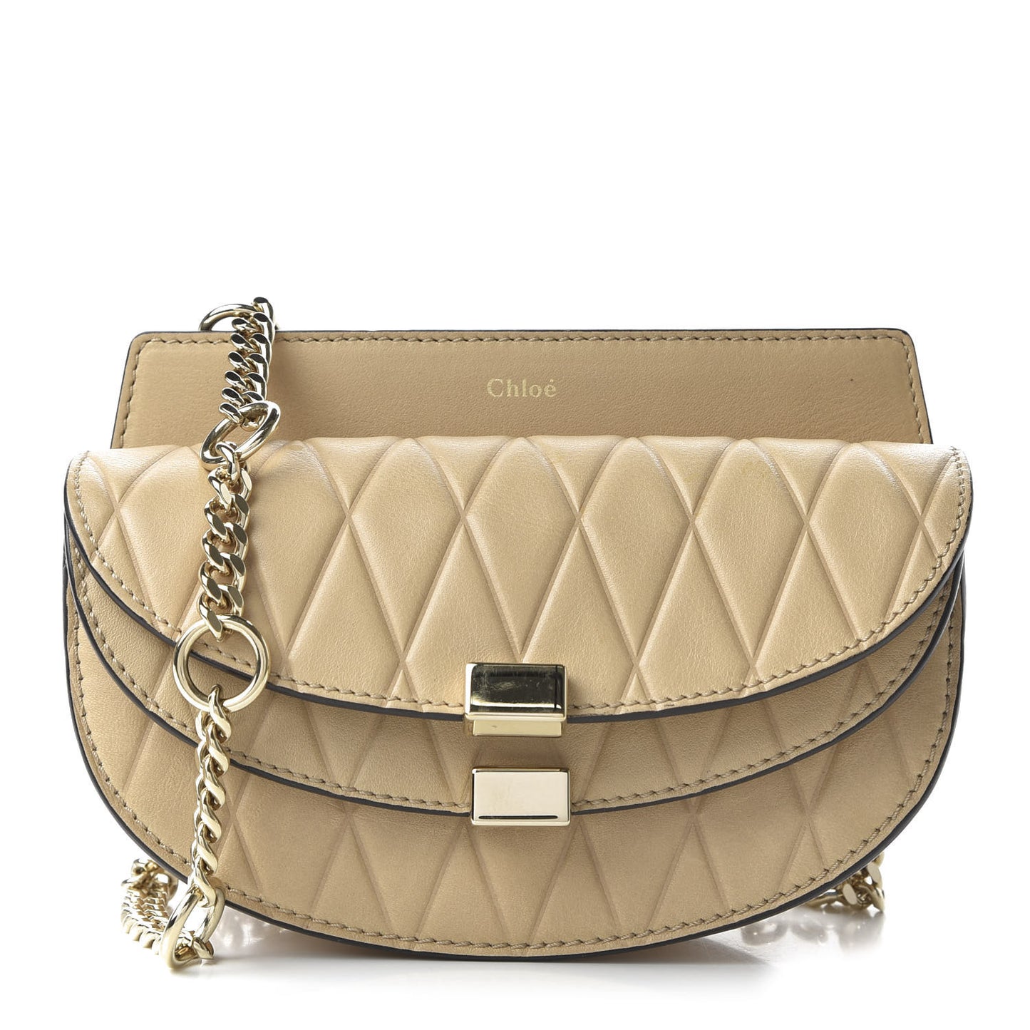 Calfskin Embossed Nano Georgia Crossbody Bag Sand