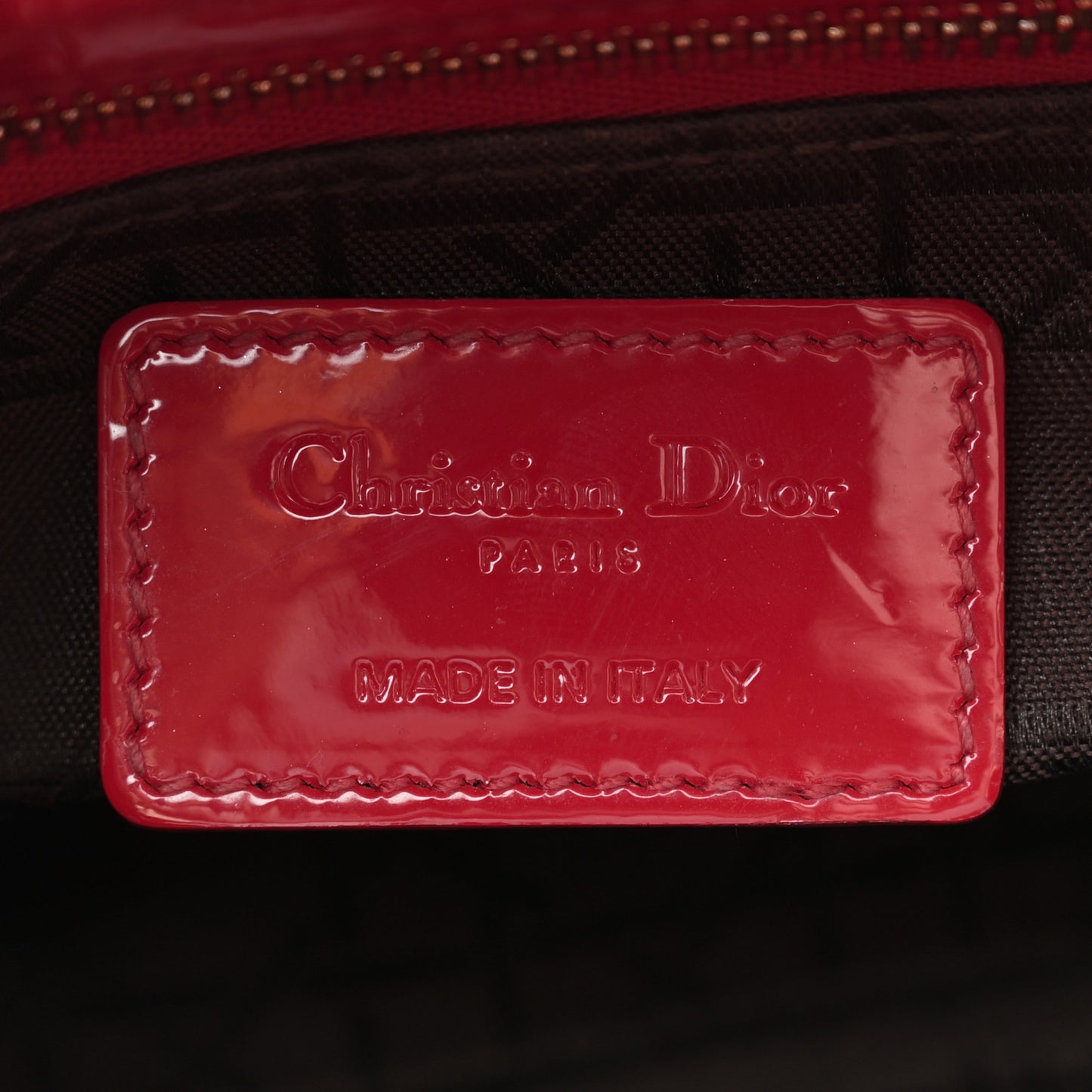 Patent Cannage Mini Lady Dior Red