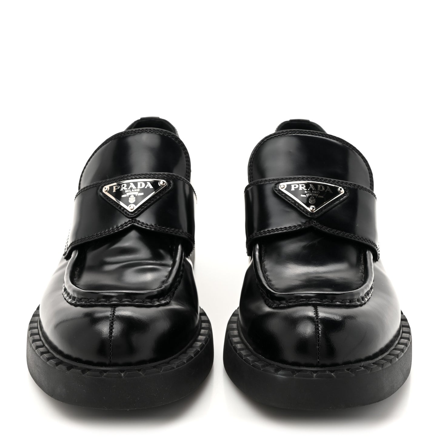 Spazzolato Metal Triangle Logo 50mm Loafers 38 Black
