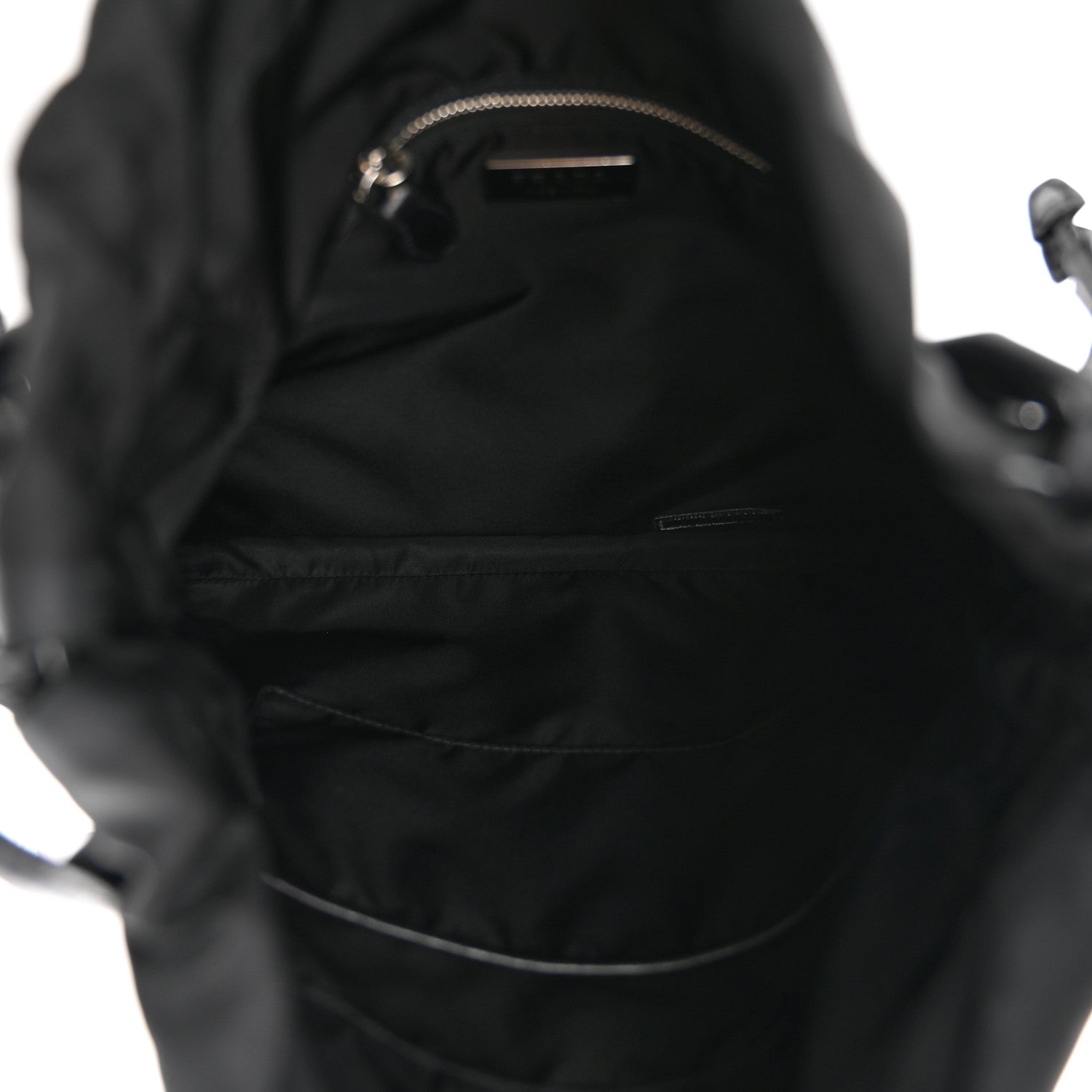 Prada Tessuto Nylon Velluto Ricamo Small Drawstring Bag Black 5 of 11
