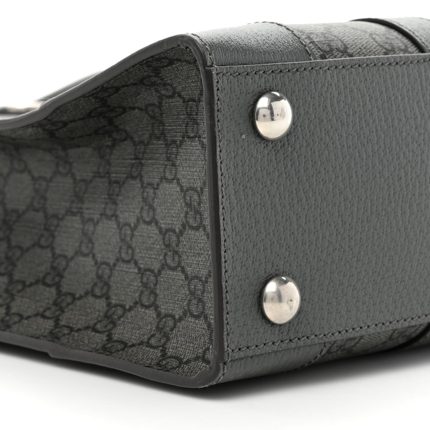 GG Supreme Monogram Textured Dollar Calfskin Medium Ophidia Tote Grey Black Graphite Grey