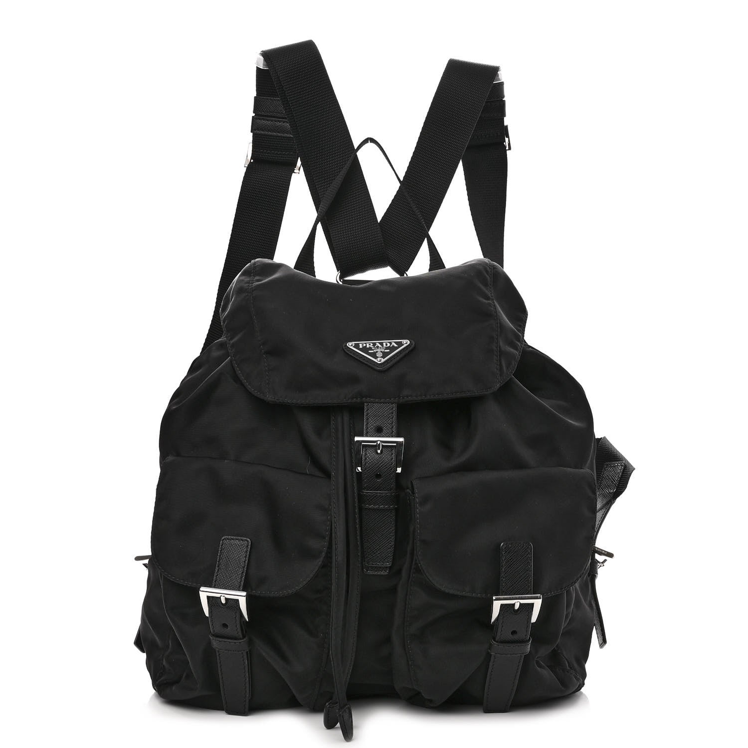 Prada Tessuto Nylon Saffiano Medium Backpack Black 1 of 10