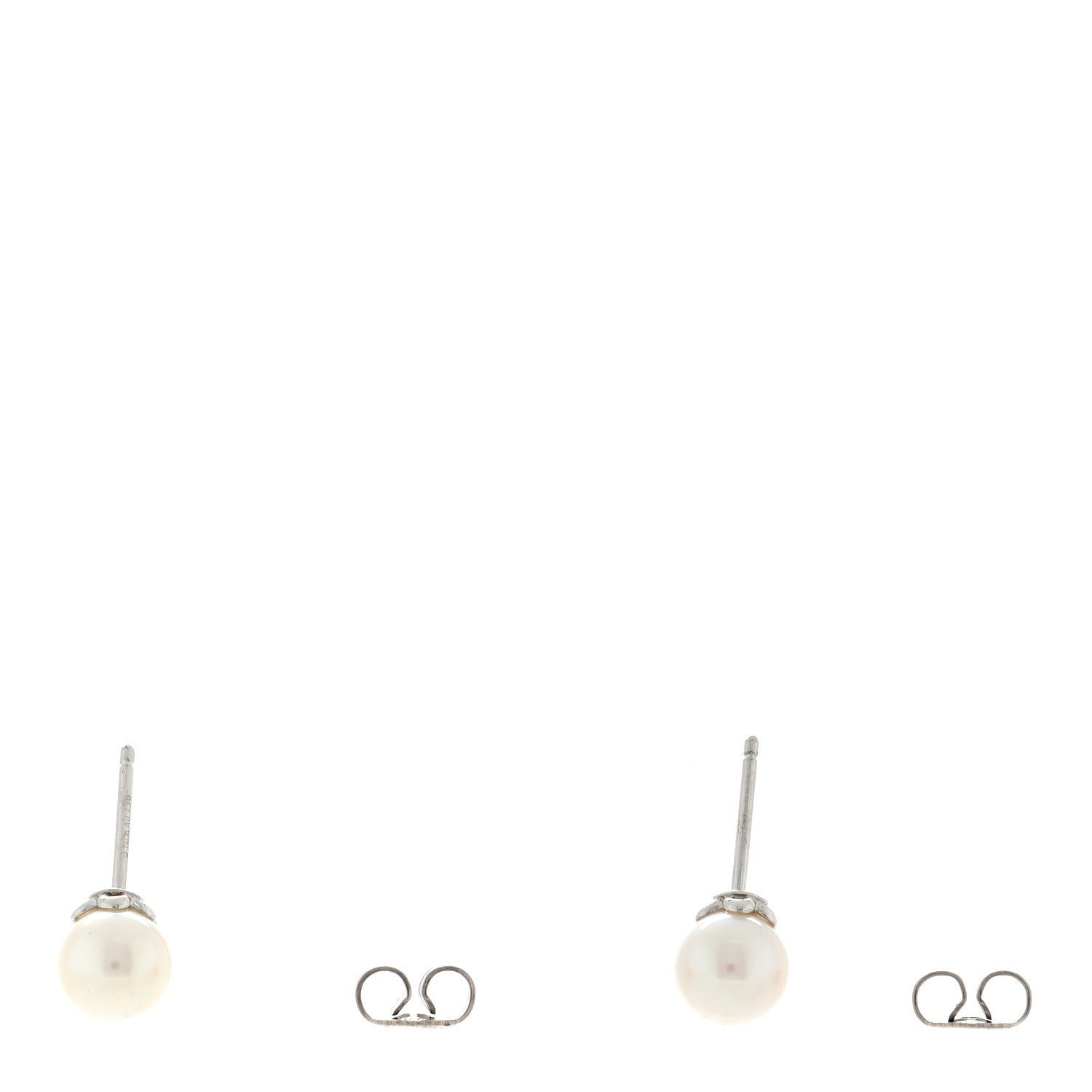 Tiffany 18K White Gold Diamond Akoya Pearl 6.5-7mm Signature Earrings 3 of 4