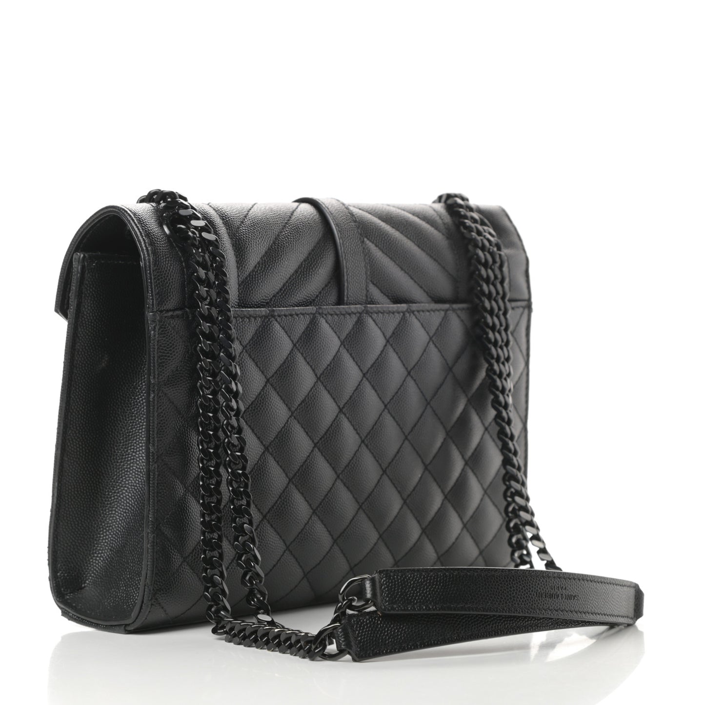 Grain De Poudre Textured Mixed Matelasse Triquilt Medium Monogram Satchel Black