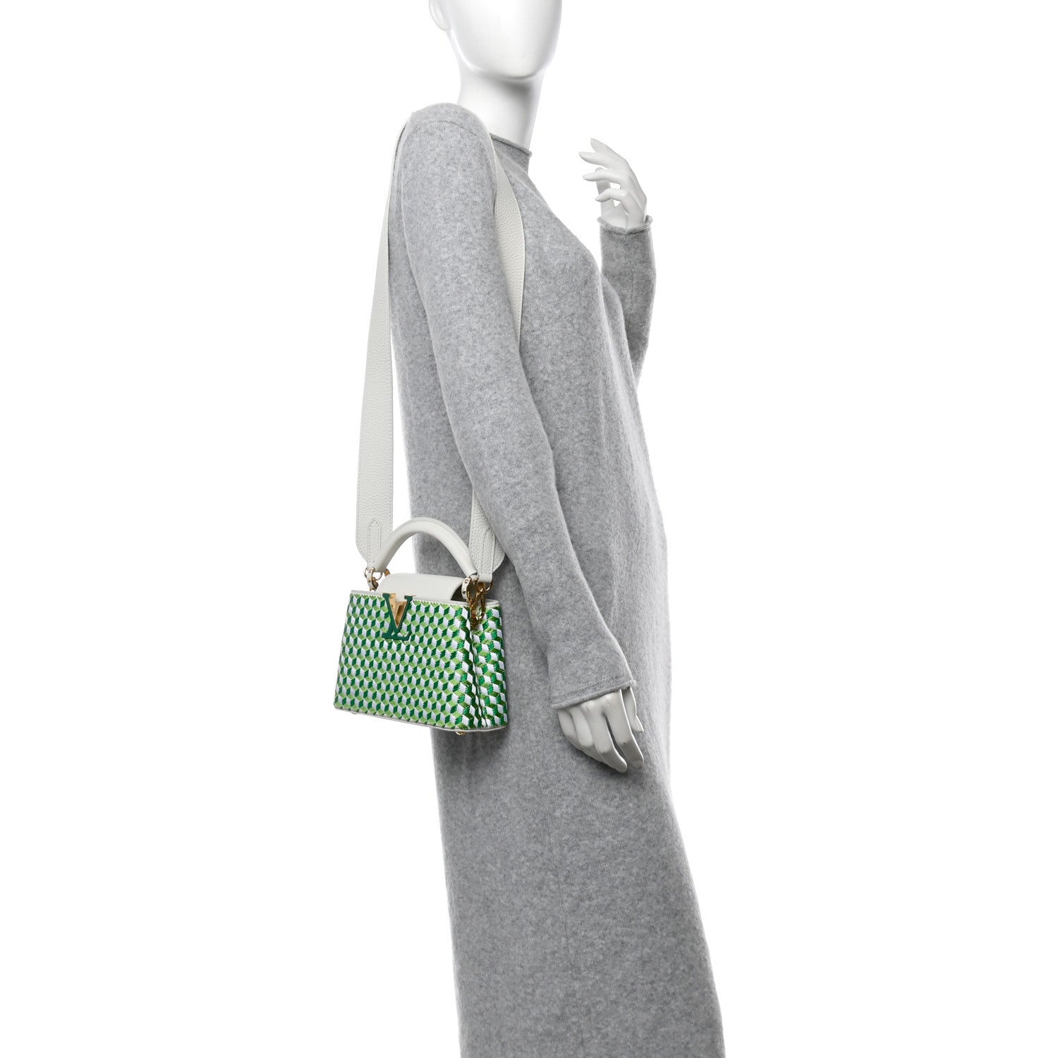 Louis Vuitton Taurillon Braided Capucines Mini Vert 2 of 11