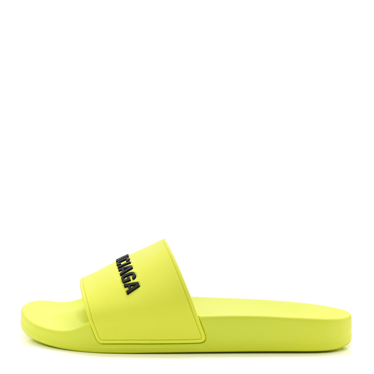 Balenciaga Rubber Mens Logo Pool Slide Sandals 44 Fluo Yellow