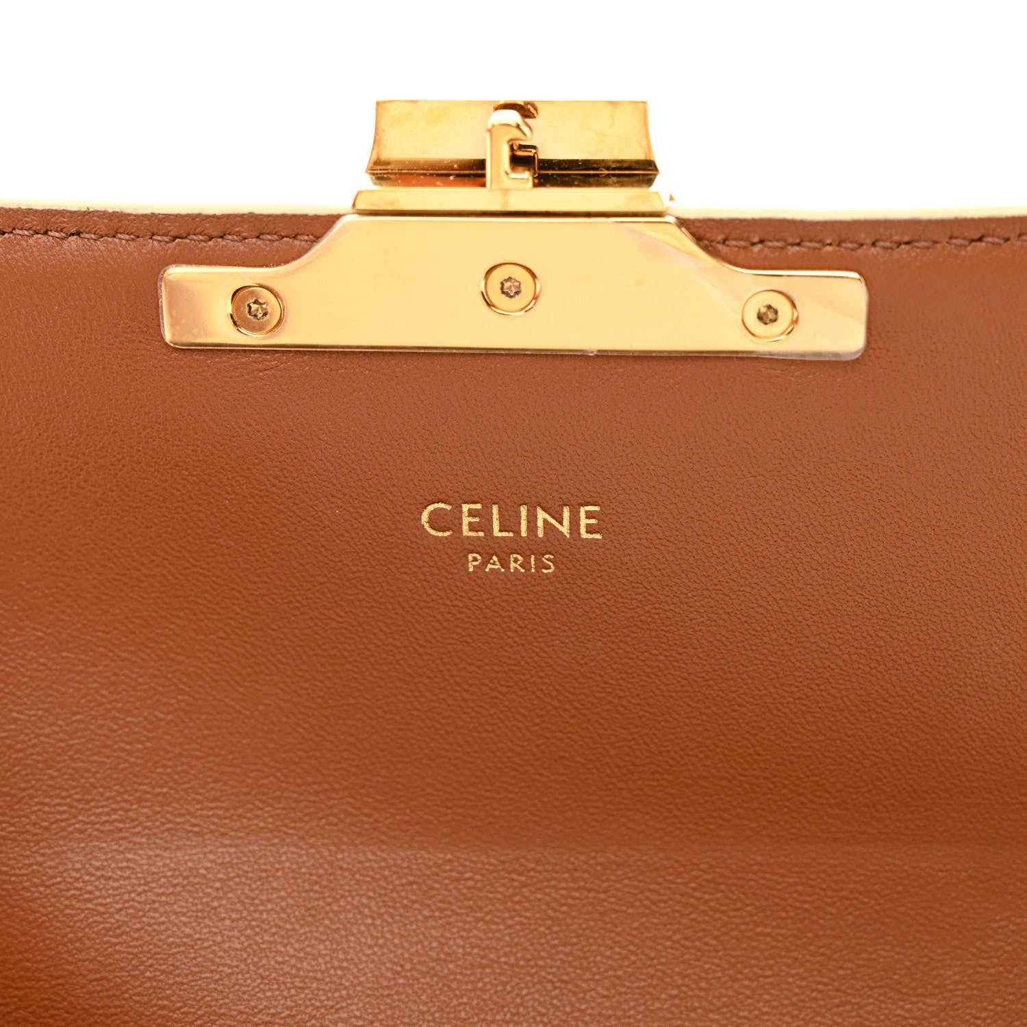 Celine Canvas Calfskin Triomphe Shoulder Bag White 6 of 13
