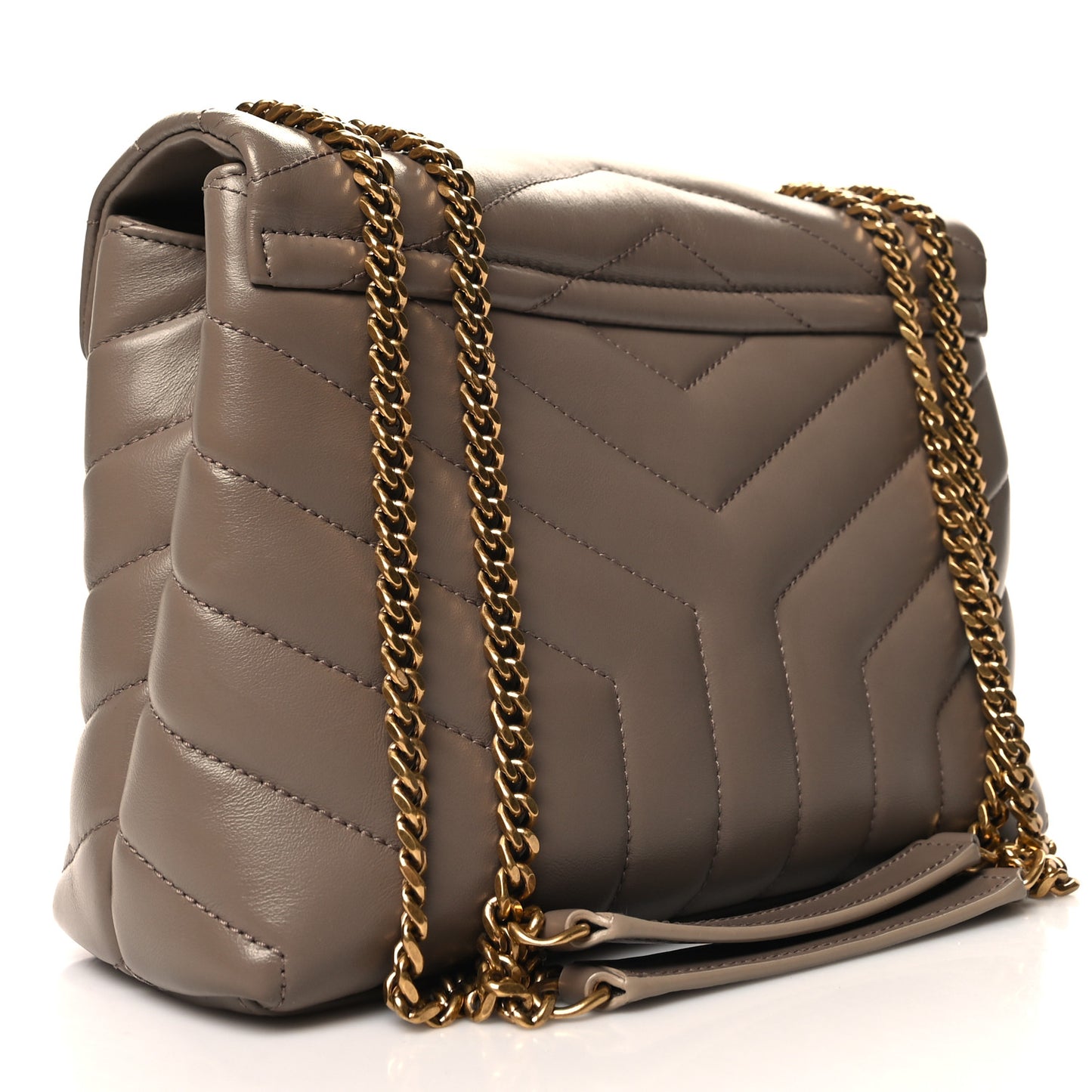 Calfskin Y Quilted Monogram Small Loulou Chain Satchel Taupe