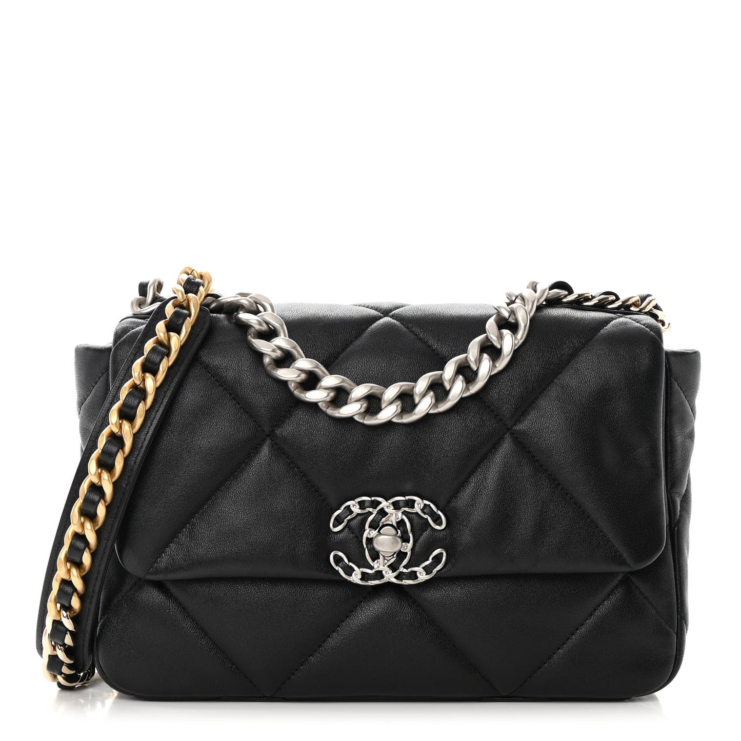 Lambskin Quilted Medium Chanel 19 Flap Black