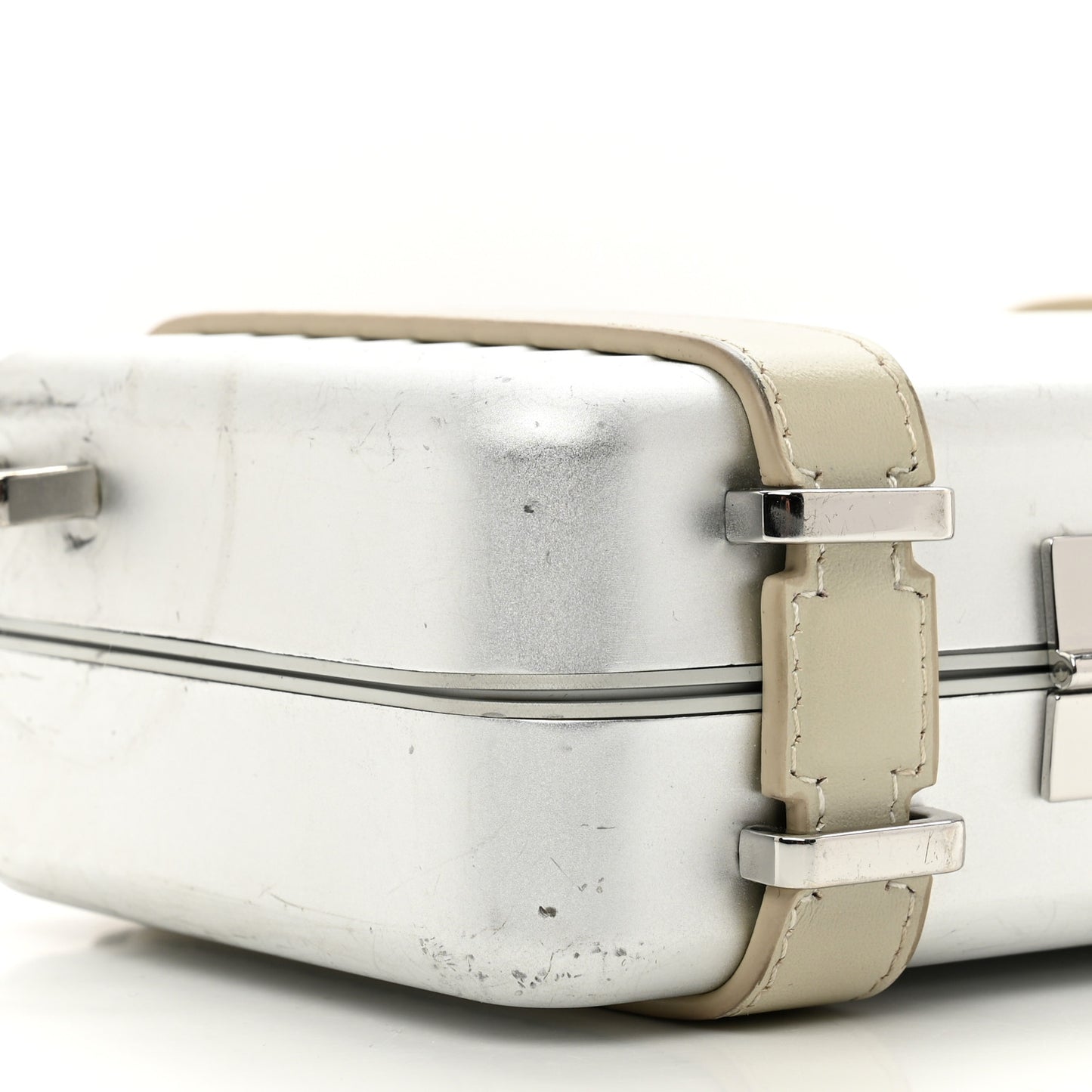 X RIMOWA Aluminum Personal Clutch On Strap Silver