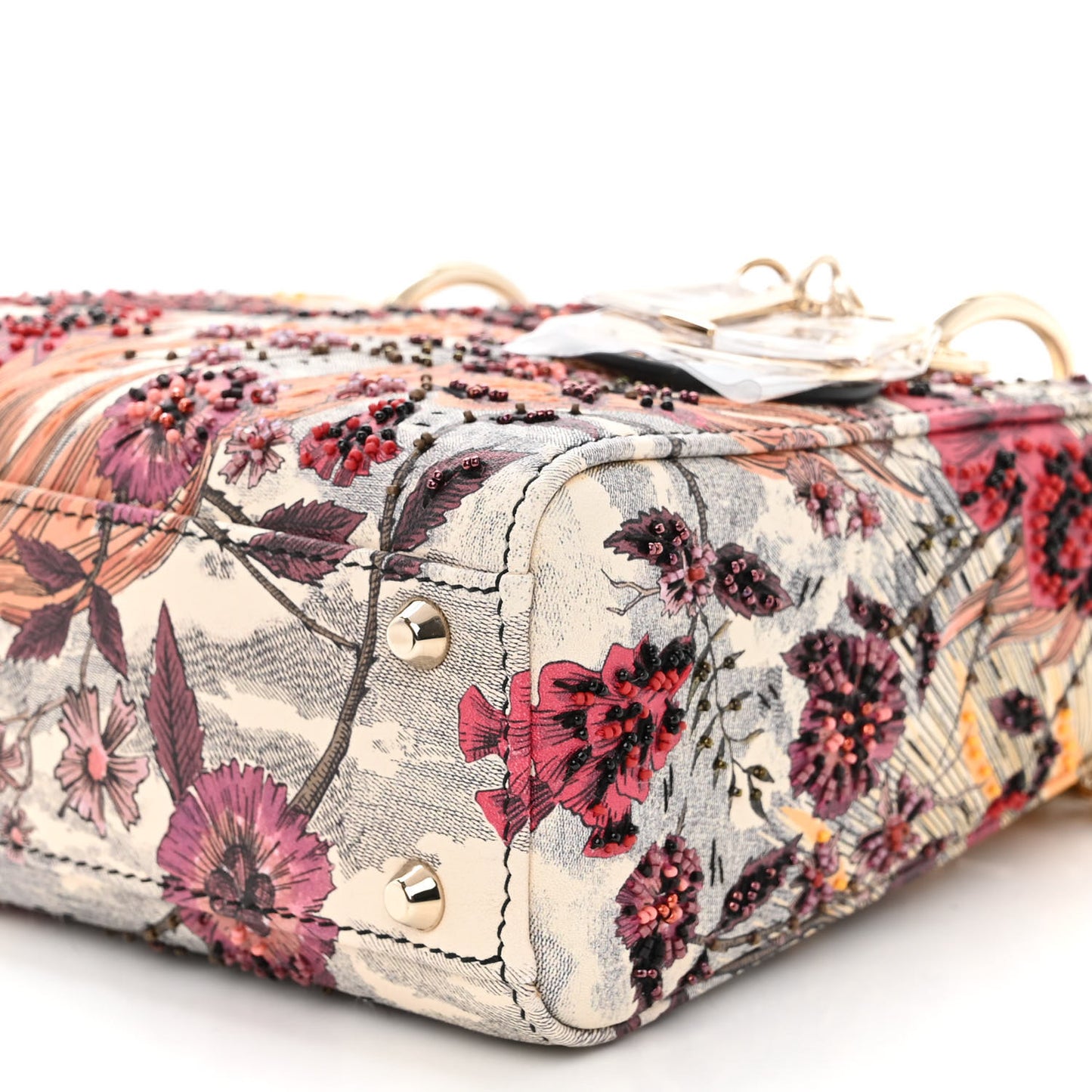 Embroidered Phoenix Mini Lady Dior Red Multicolor