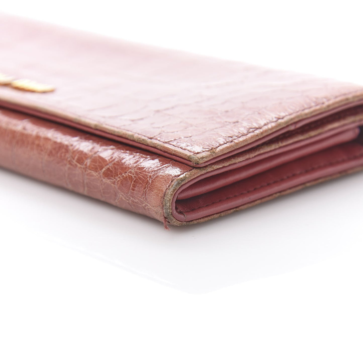 Patent Crocodile Embossed Saint Cocco Lux Continental Flap Wallet Antico