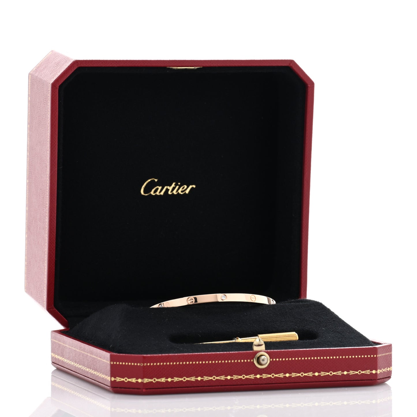 18K Pink Gold 6 Diamond Small LOVE Bracelet 16