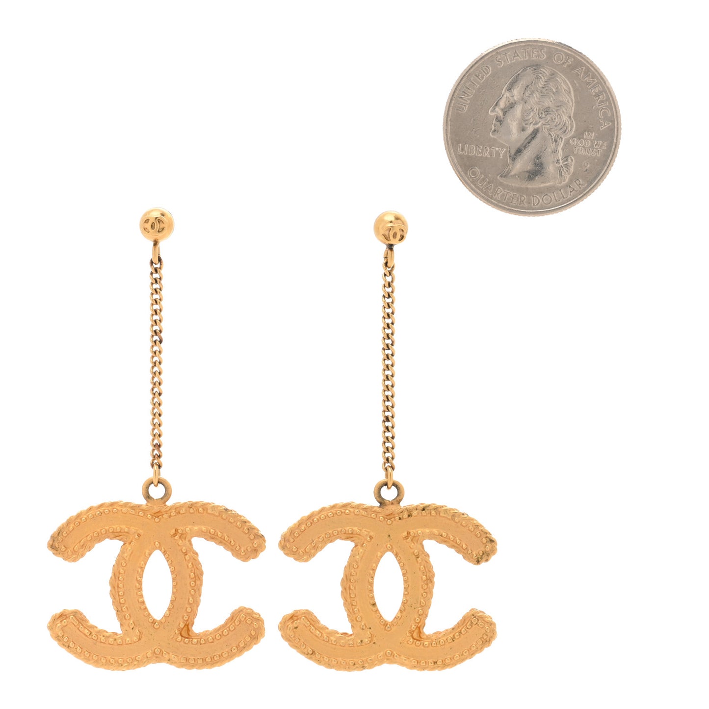 CC Drop Earrings Matte Gold