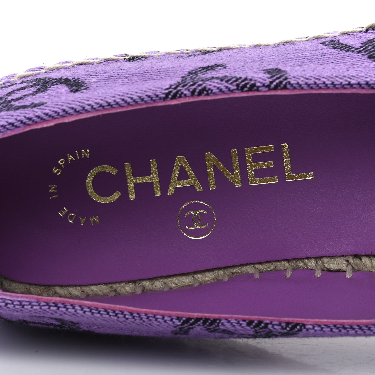 Cotton Jacquard Grosgrain CC Print Espadrilles 38 Purple Black