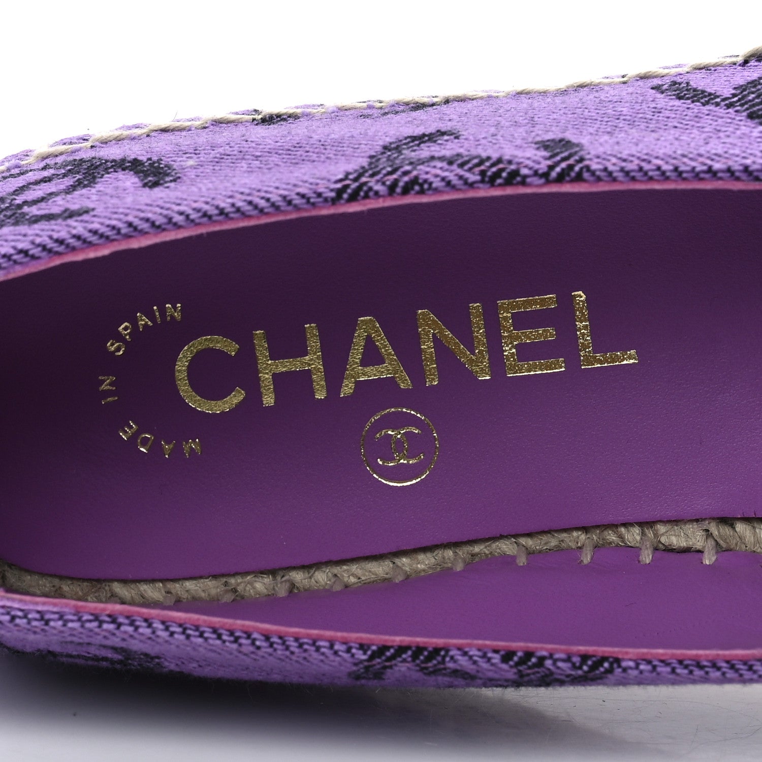 Chanel Cotton Jacquard Grosgrain CC Print Espadrilles 38 Purple Black 8 of 10