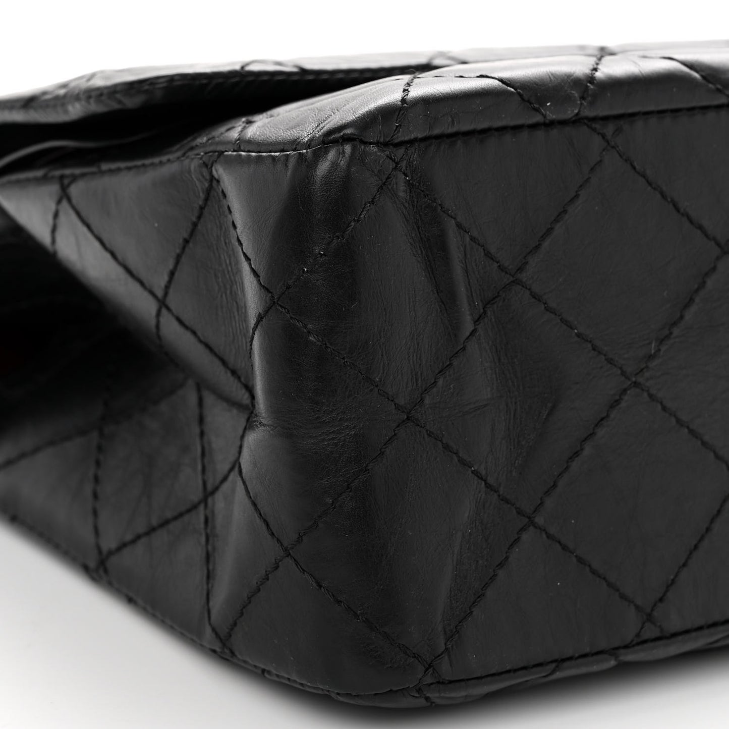 Aged Calfskin Quilted 2.55 Reissue 227 Flap Black
