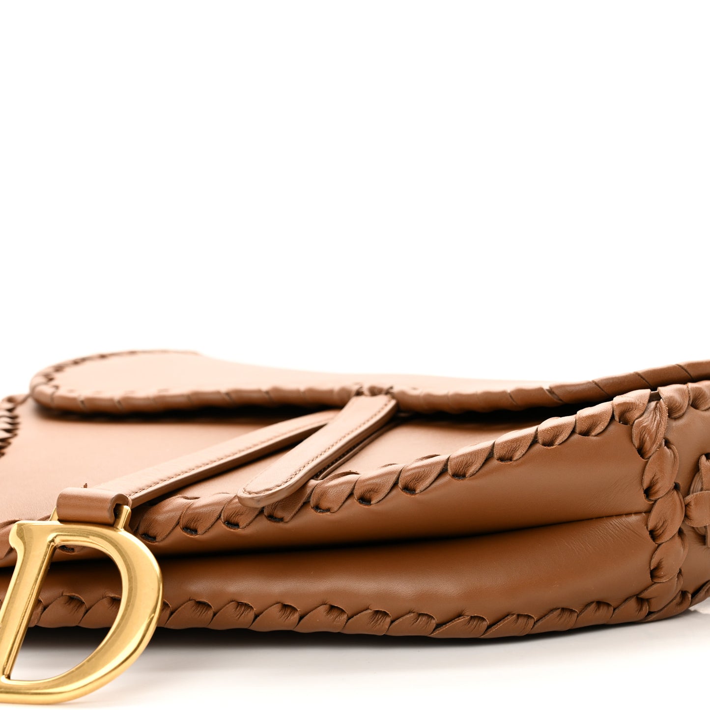 Calfskin Whipstitch Saddle Bag Brown