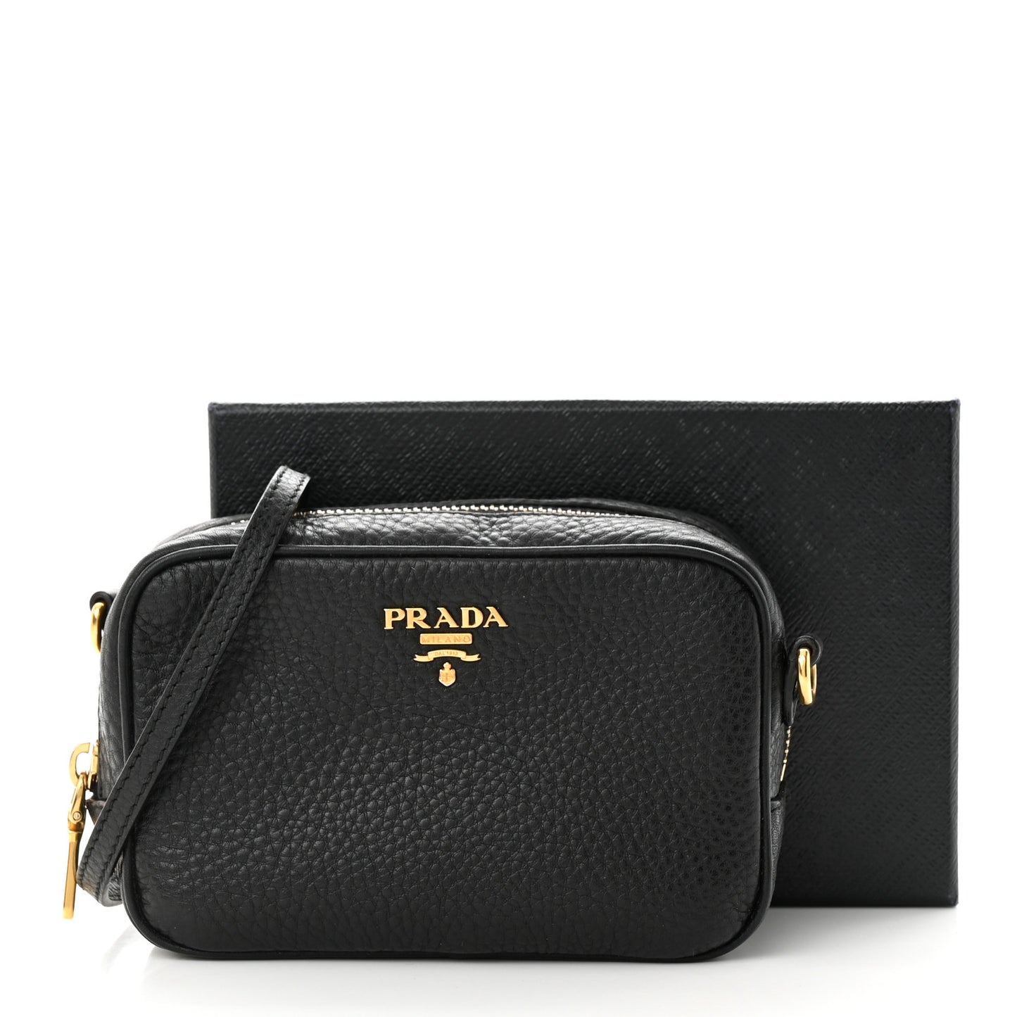 Vitello Daino Mini Camera Crossbody Black