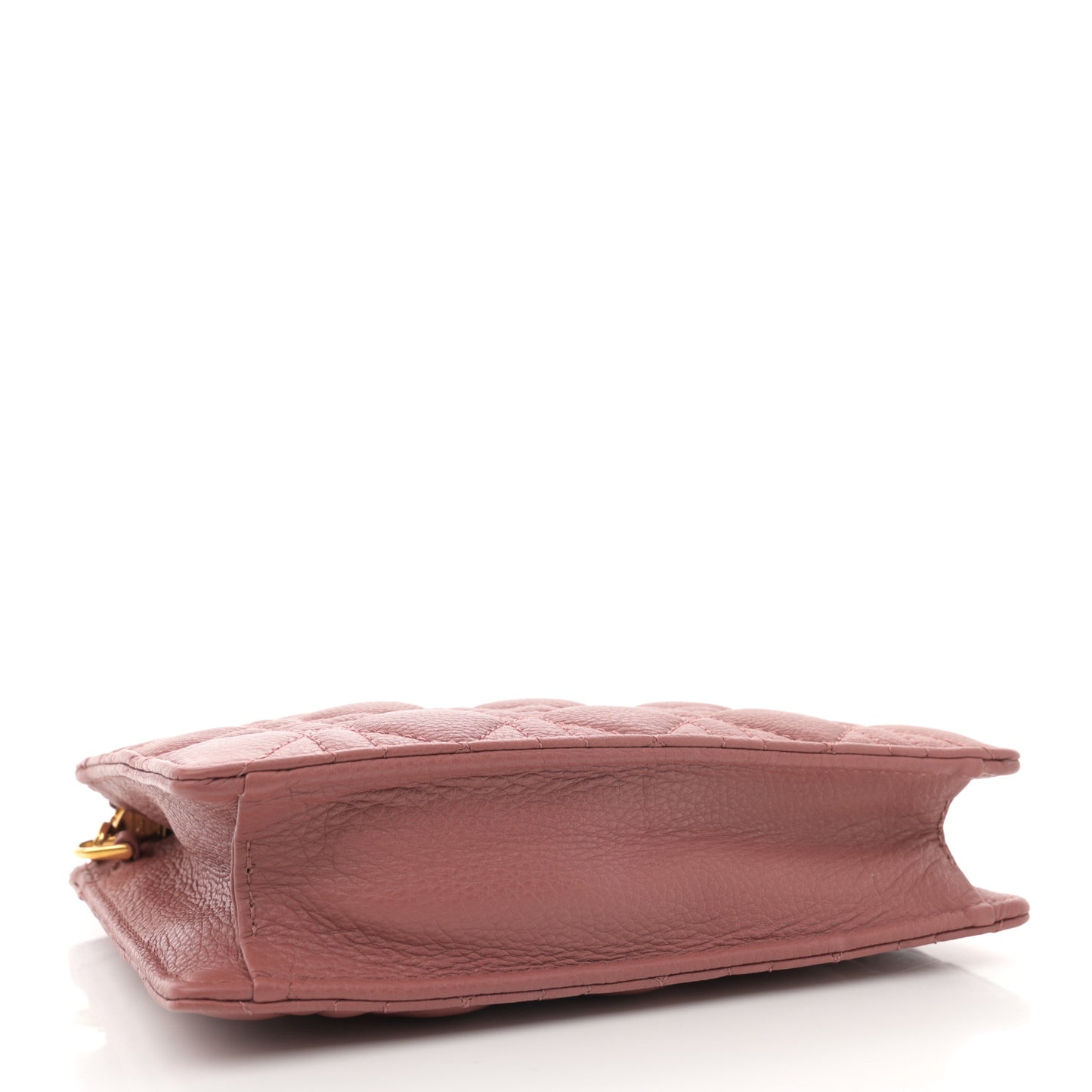 Calfskin Cannage Caro Zipped Pouch With Chain Rust
