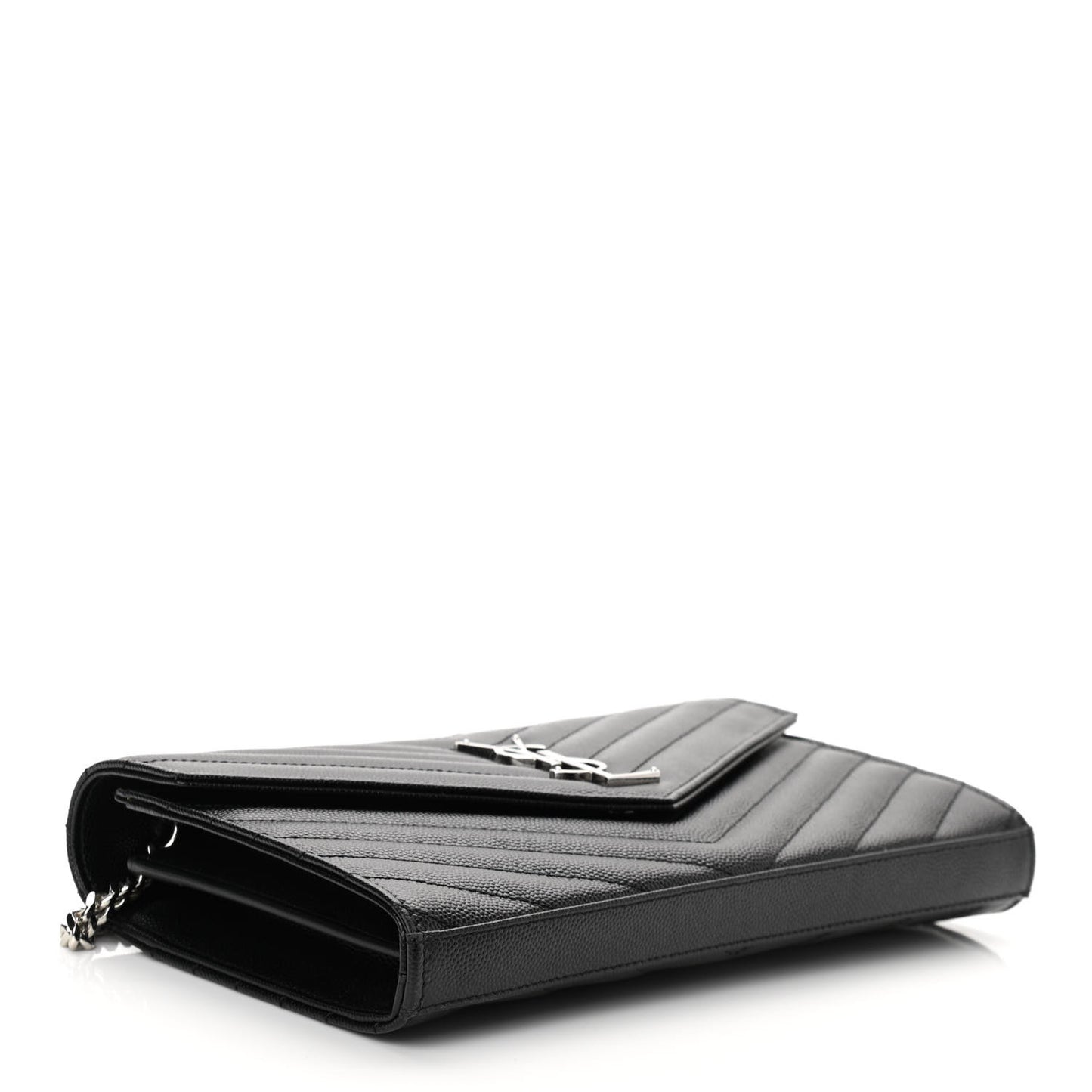 Grain De Poudre Matelasse Chevron Monogram Chain Wallet Black