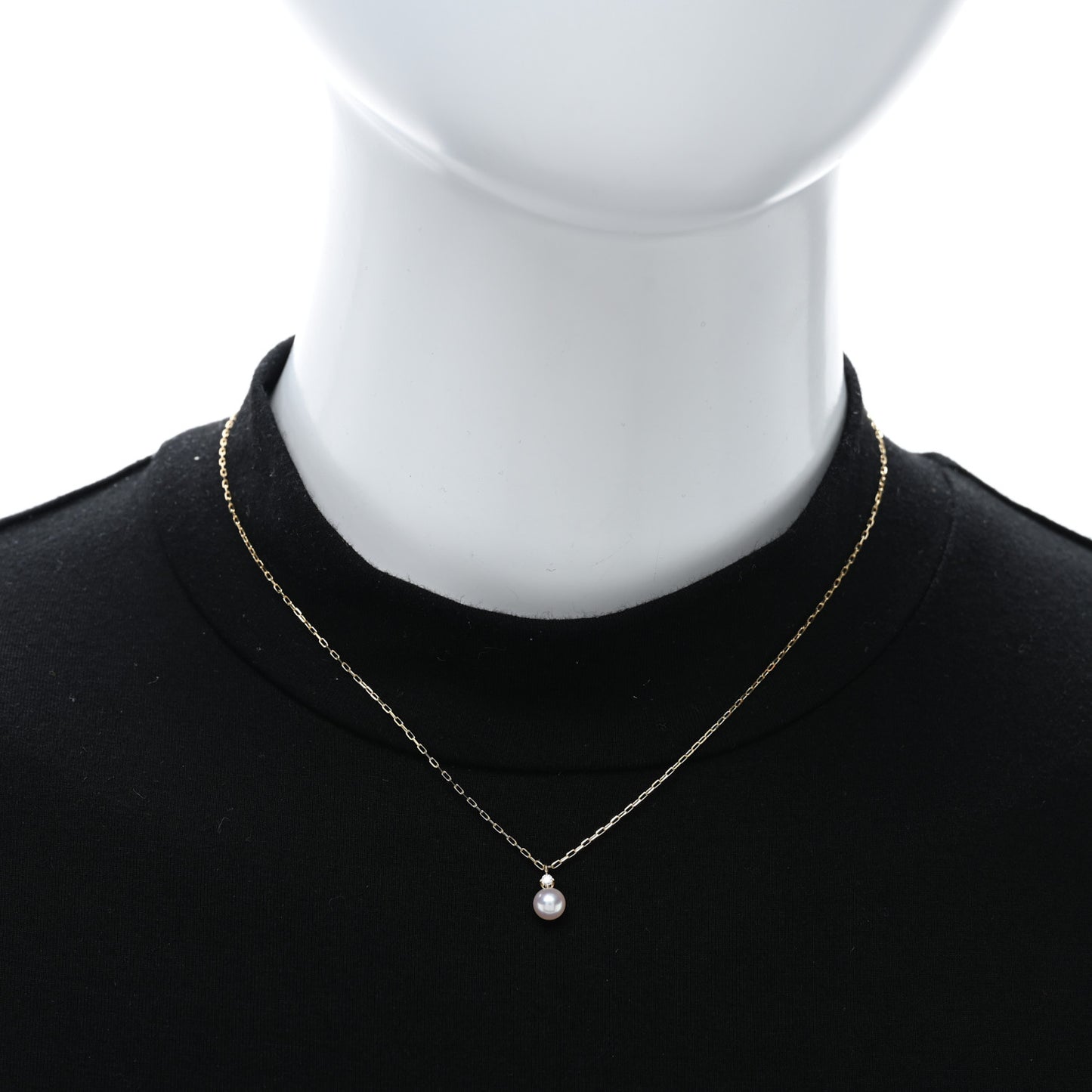 18K Yellow Gold Diamond Akoya Cultured Pearl 5-5.5mm Drop Pendant Necklace