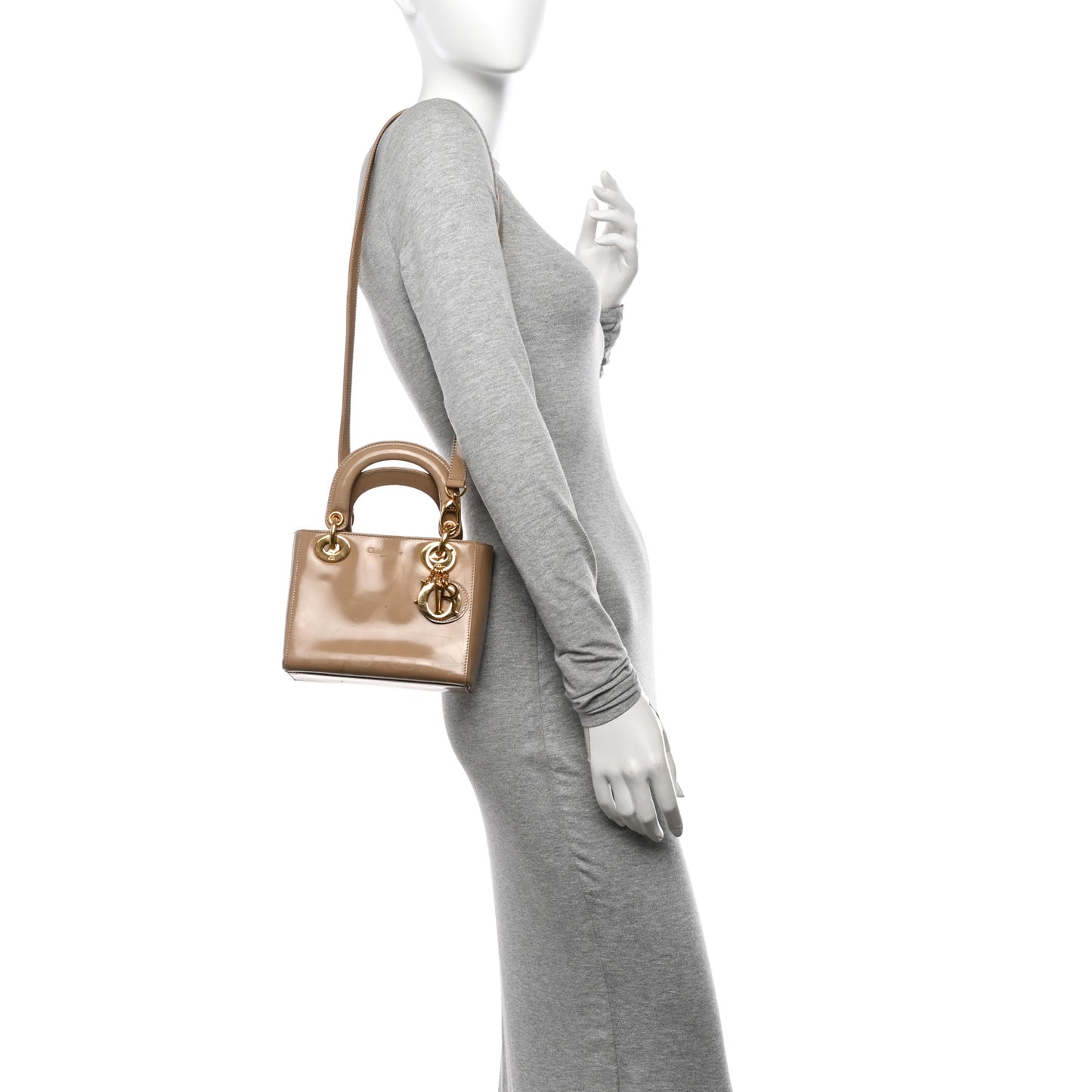 Patent Mini Lady Dior Beige