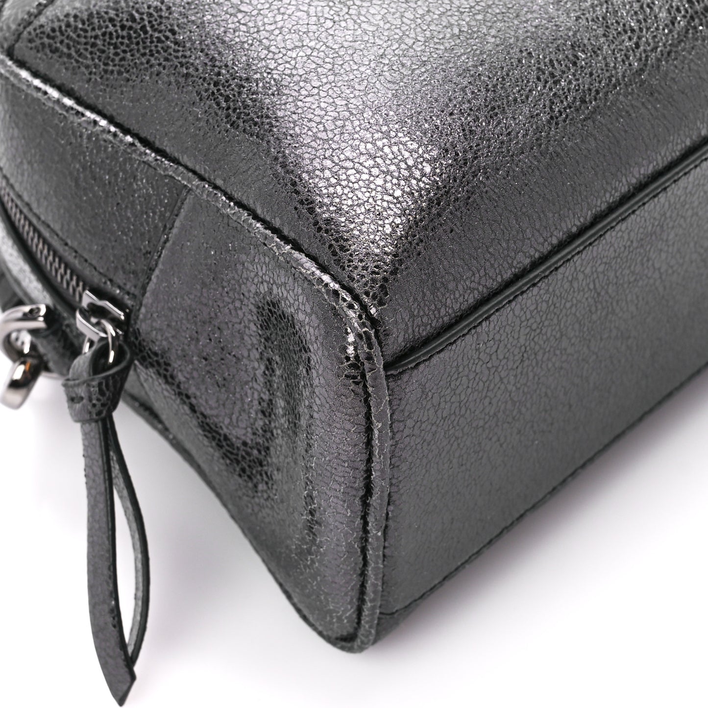Metallic Calfksin Virtus Small Bowling Bag Grey