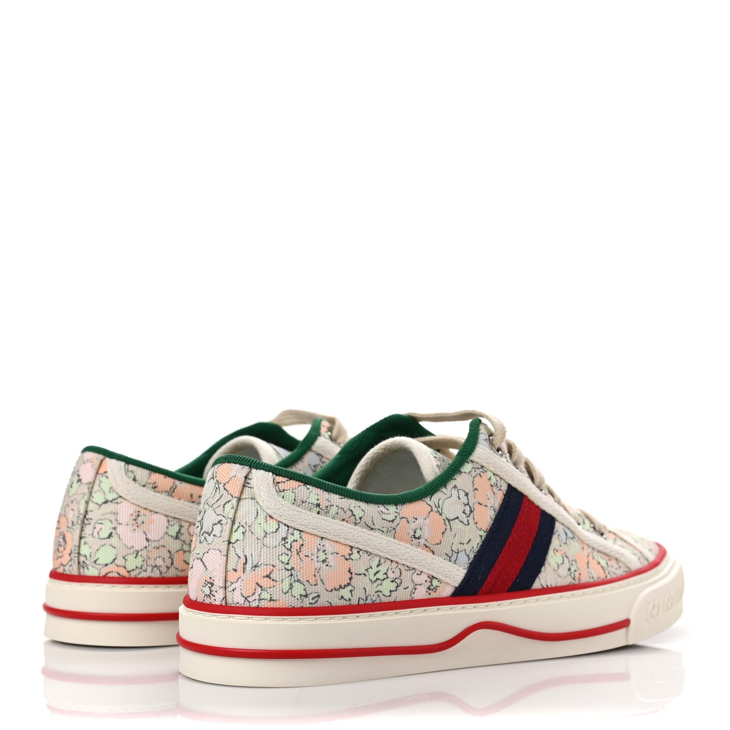X LIBERTY OF LONDON Canvas Web Tracy Print Womens 1977 Tennis Sneakers 38.5 Mint Peach Mystic White